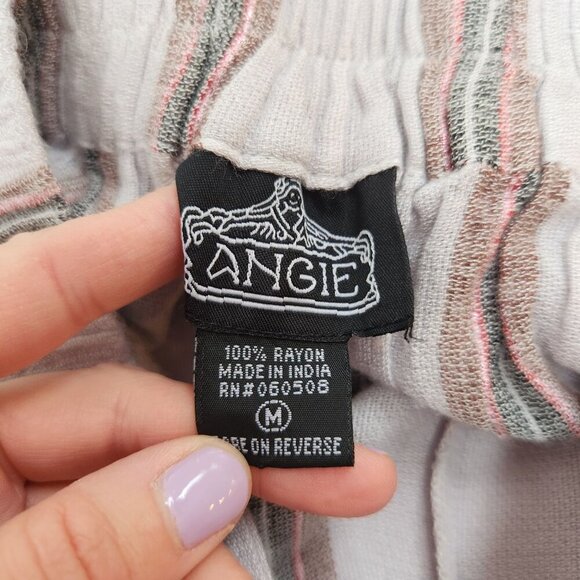 Angie High Waisted Flowy Shorts Metallic Stripes Tie-Waist Festival Women's M - Picture 5 of 6